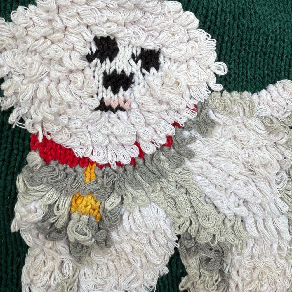 Vintage 90s Eagles Eye Dog Hand Knit Cardigan. Sweater Rare Size L Pets USA - Picture 8 of 11